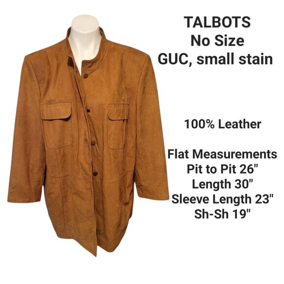 Talbots Coat Genuine Leather Suede Long Jacket Brown Women’s XL XXL Plus Buttons - Picture 2 of 7